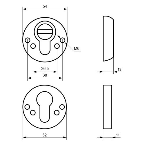 Протектор DISEC BD54 DIN ROUND 13мм латунь полірована - Фото №2
