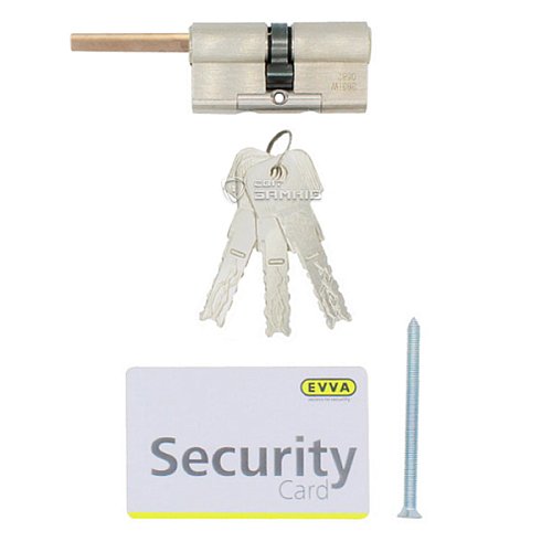 Циліндр EVVA 4KS 112Т (81*31T) зі штоком нікель сатин 3 ключі - Фото №3