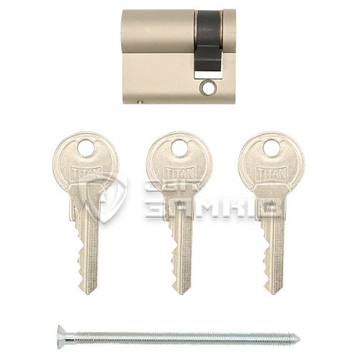 Циліндр половинка TITAN K1 A 40 (30*10) нікель сатин 5 ключів - Фото №6