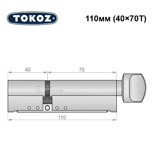 Циліндр TOKOZ Pro300 110T (40*70T) нікель матовий - Фото №8