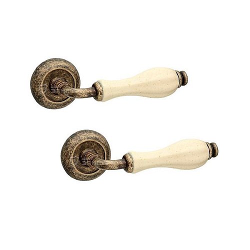 Ручки на розеті FIMET Lady 148 (231C) F23 антична бронза/бежевий фарфор - Фото №1