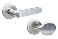 Ручки на розеті ROSTEX Rotondum S62 фіксована-нажимна натискна сталь матова