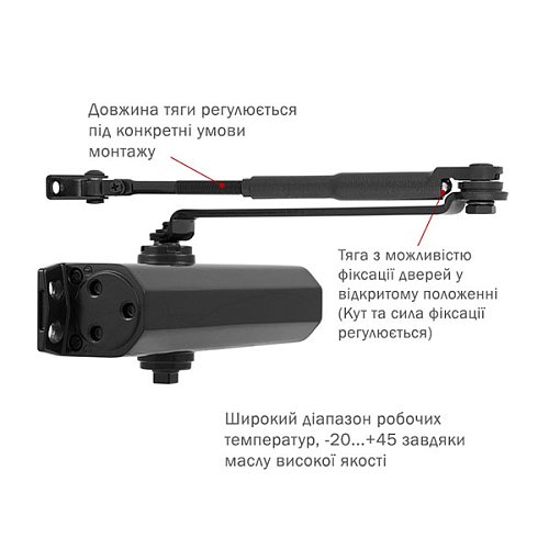 Дотягувач RYOBI DS-2055V BC STD HO з фіксацією до 100кг Чорний - Фото №6