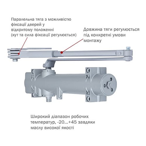 Дотягувач RYOBI DS-4550P BC/DA PRL HO з фіксацією до 200кг Сірий - Фото №5