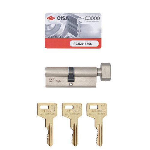 Циліндр CISA C3000 70T (30*40T) нікель матовий 3 ключі - Фото №10
