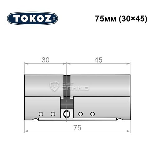 Циліндр TOKOZ Pro300 75 (30*45) нікель матовий - Фото №8