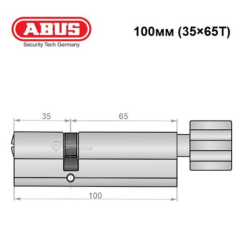 Циліндр ABUS X12R 100T (35*65T) нікель сатин - Фото №6