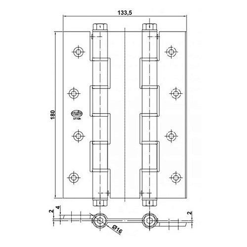 Завіс барний AMIG мод.3035 180x133x4 мм латунь - Фото №2