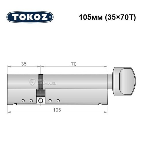 Циліндр TOKOZ Pro300 105T (35*70T) нікель матовий - Фото №8