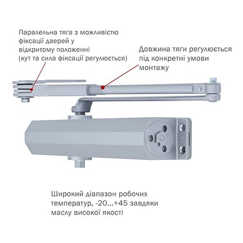 Дотягувач RYOBI DS-3550P BC/DA PRL HO з фіксацією до 100кг Сірий - Фото №5