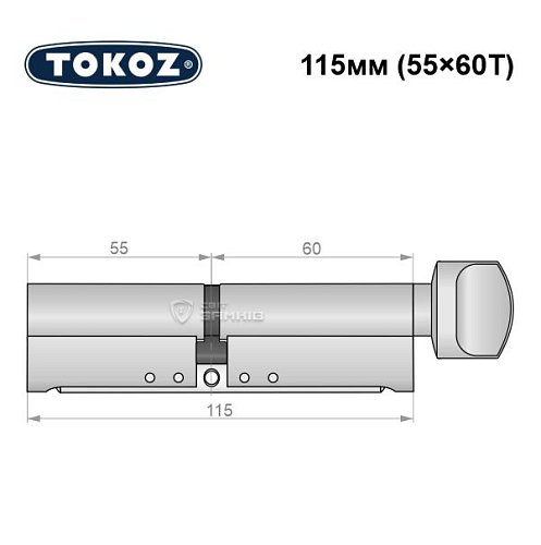 Циліндр TOKOZ Pro300 115T (55*60T) нікель матовий - Фото №8
