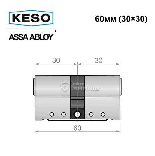 Циліндр KESO 8000 60 (30*30) нікель сатин 3 ключа - Фото №8