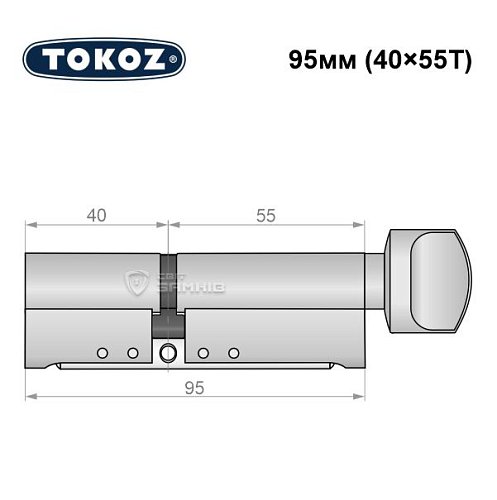 Циліндр TOKOZ Pro300 95T (40*55T) нікель матовий - Фото №8