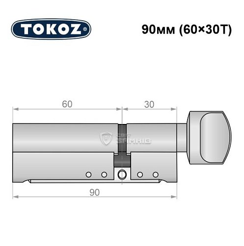 Циліндр TOKOZ Pro300 90T (60*30T) нікель матовий - Фото №8