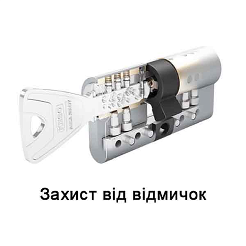 Циліндр KESO 8000 100 (50*50) нікель сатин 3 ключа - Фото №7