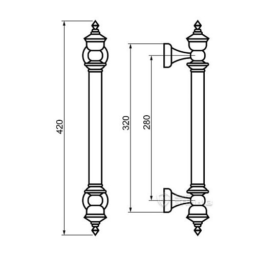 Ручка скоба TRION 10025 280 мм (комплект) COFFEE кава - Фото №2