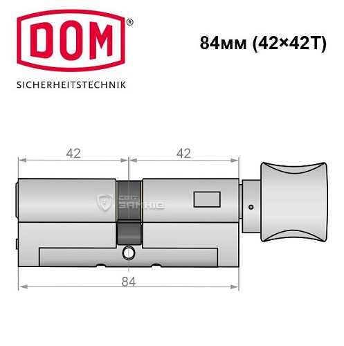 Циліндр DOM Diamant 84T (42*42T) нікель сатин - Фото №5