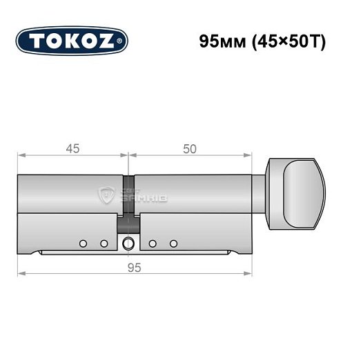 Циліндр TOKOZ Pro300 95T (45*50T) нікель матовий - Фото №8