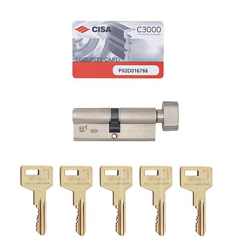 Циліндр CISA C3000 80T (40*40T) нікель матовий 5 ключів - Фото №10