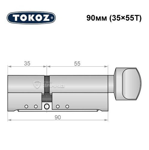 Циліндр TOKOZ Pro300 90T (35*55T) нікель матовий - Фото №8