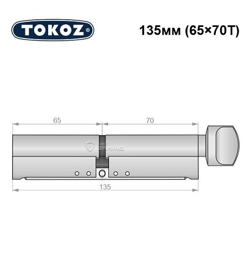 Циліндр TOKOZ Pro300 135T (65*70T) нікель матовий - Фото №8