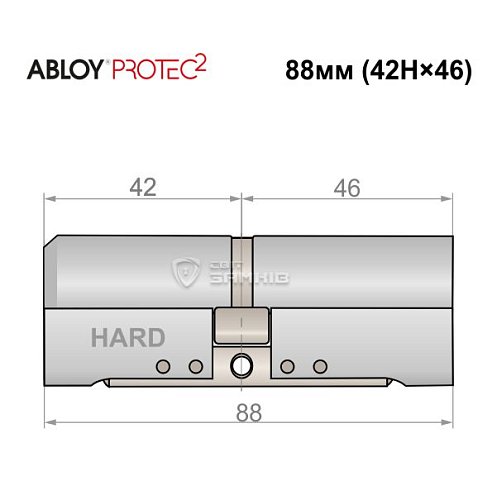 Циліндр ABLOY Protec2 88 (42H*46) (H - гартована сторона) хром полірований - Фото №4
