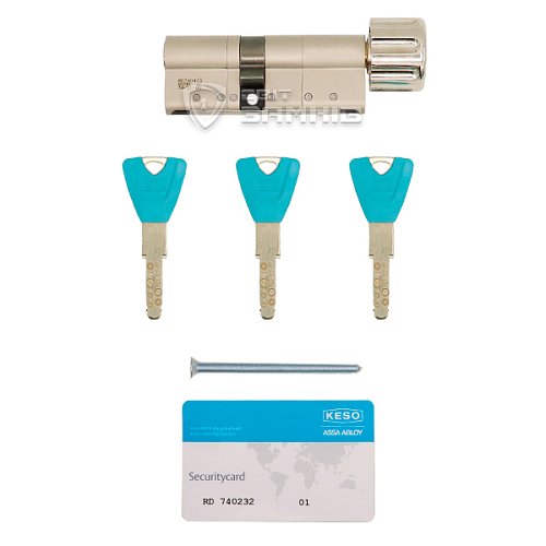 Циліндр KESO 8000 110T (50*60T) нікель сатин 3 ключа - Фото №6