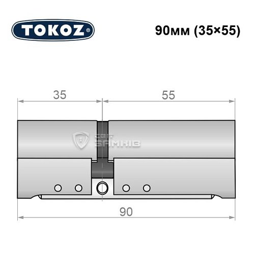 Циліндр TOKOZ Pro300 90 (35*55) нікель матовий - Фото №8