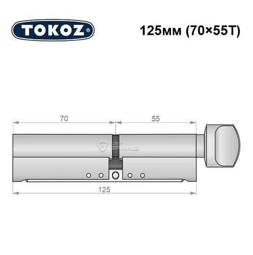 Циліндр TOKOZ Pro300 125T (70*55T) нікель матовий - Фото №8
