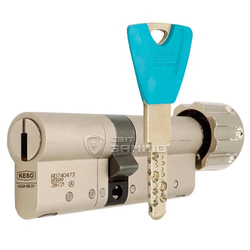 Циліндр KESO 8000 75T (35*40T) нікель сатин 3 ключа - Фото №1