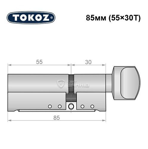Циліндр TOKOZ Pro300 85T (55*30T) нікель матовий - Фото №8