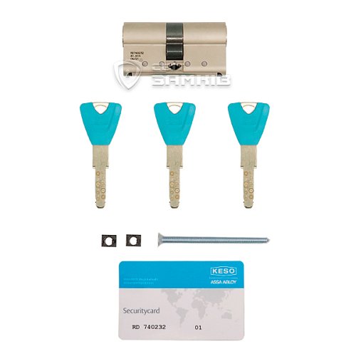 Циліндр KESO 8000 100 (50*50) нікель сатин 3 ключа - Фото №5