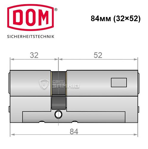 Циліндр DOM Diamant 84 (32*52) нікель сатин - Фото №4