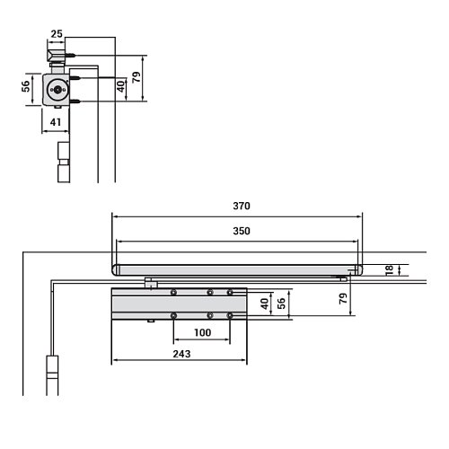 Дотягувач CISA D5210.03.0.97 BC SLD HO з фіксацією до 80 кг сірий - Фото №9