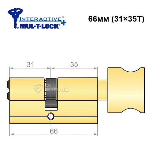 Циліндр MUL-T-LOCK MTL600/Interactive+ 66T (31*35T) латунь - Фото №6