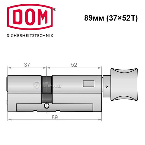 Циліндр DOM Diamant 89T (37*52T) нікель сатин - Фото №5