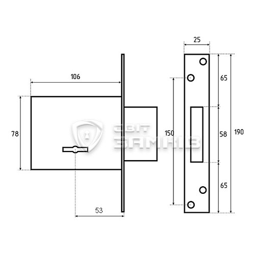 Механізм замка MOTTURA 40.701500053 (BS53мм) ключ 30 мм - Фото №5