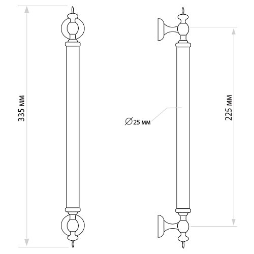 Ручка скоба OZEN Osmanli AP209.22-90° L:335 X:225 W:25mm чорний (половинка) - Фото №9