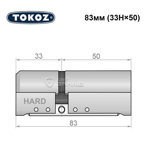 Циліндр TOKOZ Pro400 83 (33H*50) (H - гартована сторона) нікель матовий - Фото №8