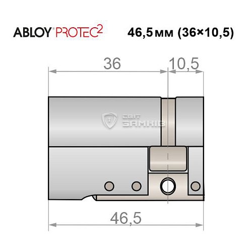 Циліндр половинка ABLOY Protec2 46,5 (36*10,5) хром полірований 3 ключа - Фото №5