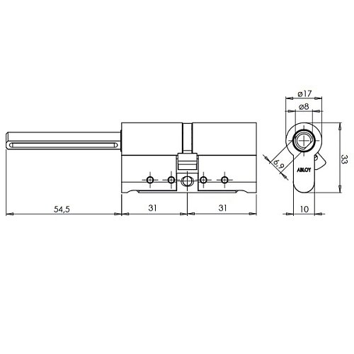 Циліндр ABLOY Protec2 62T (31*31T) зі штоком хром полірований - Фото №9