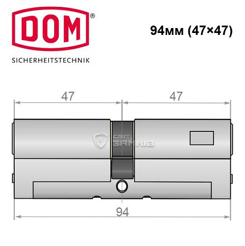 Циліндр DOM Diamant 94 (47*47) нікель сатин - Фото №4