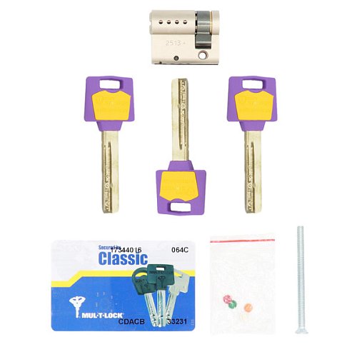 Циліндр половинка MUL-T-LOCK MTL400/ClassicPRO 42,5 (33*9,5) нікель сатин 3 ключа - Фото №4