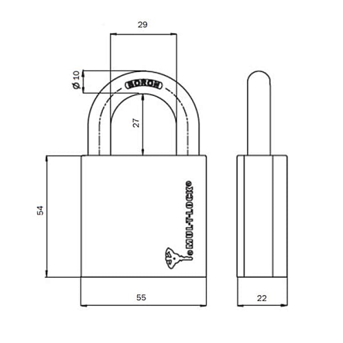 Замок навісний MUL-T-LOCK G55 7x7 (2 ключа) - Фото №7