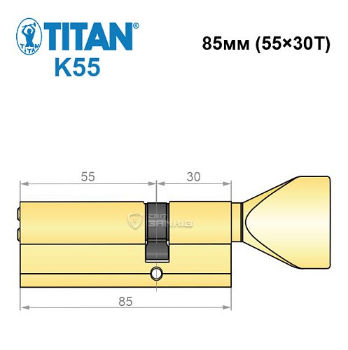 Циліндр TITAN K55 85T (55*30T) латунь - Фото №6