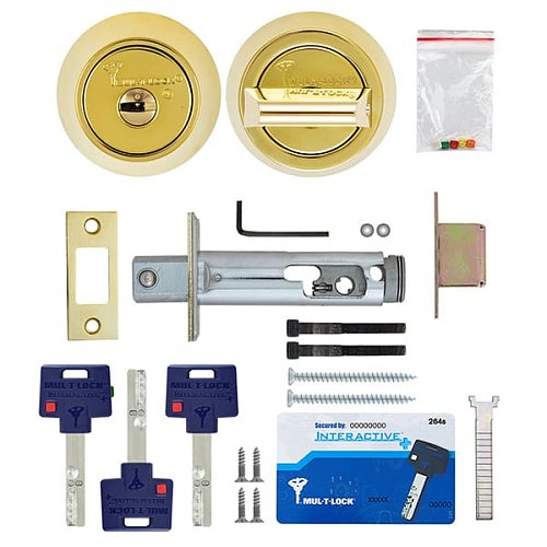 Замок врізний MUL-T-LOCK Dead Bolt Hercular Interactive+ (BS60/70мм) полірована латунь - Фото №6