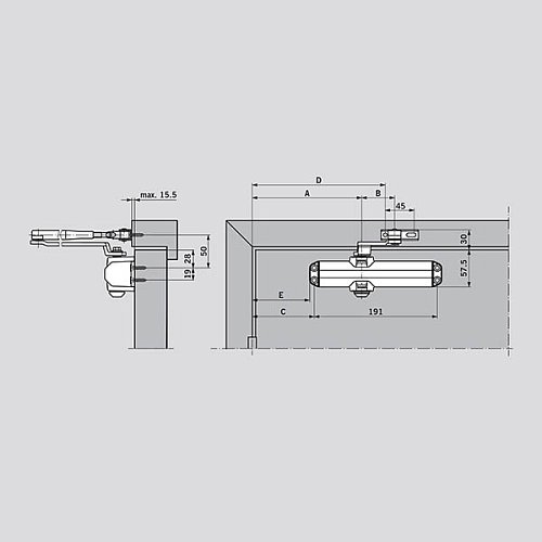 Дотягувач DORMA TS Compakt EN2/3/4 STD HO стандартна тяга з фіксацією до 80кг Сірий - Фото №4