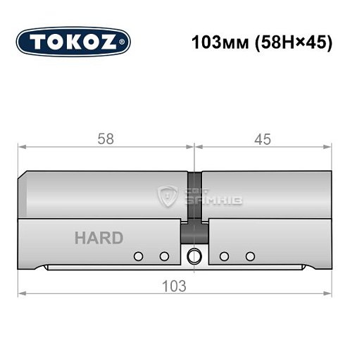 Циліндр TOKOZ Pro400 103 (58H*45) (H - гартована сторона) нікель матовий - Фото №8