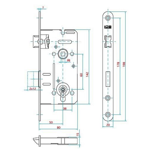 Механізм замка LOB Z-65B (BS50*60мм) цинк - Фото №2