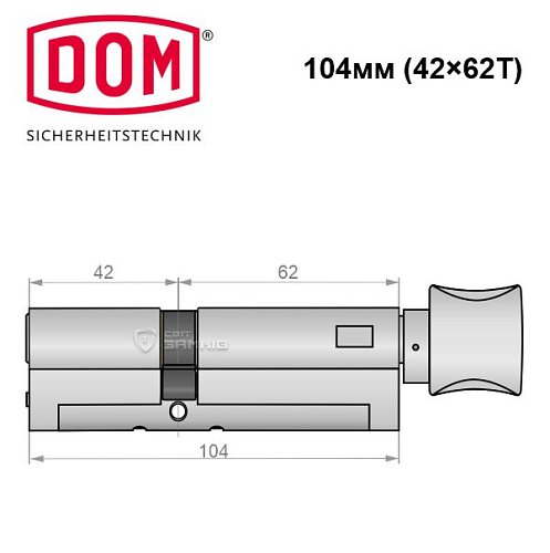 Циліндр DOM Diamant 104T (42*62T) нікель сатин - Фото №5